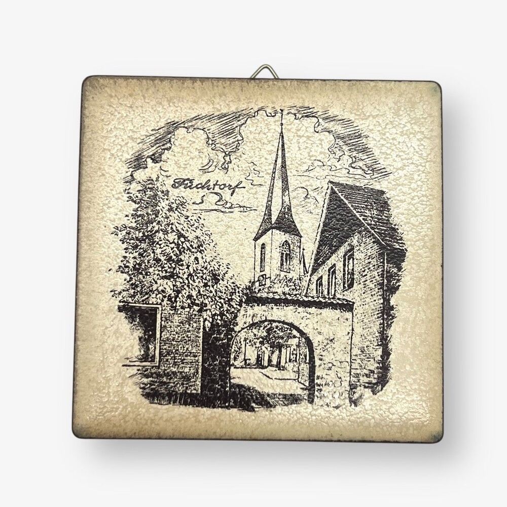 VTG 70s Bittenbrunn Art Tile Plaque St Maria Himmelfahrt Church Fuchtorf Germany